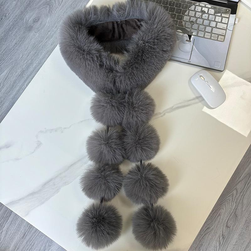 Langer Fuchspelz-Schal Damen Winter Warm Weich Pelzig Schals Lässig Dame Outdoor Nackenschutz Kragen