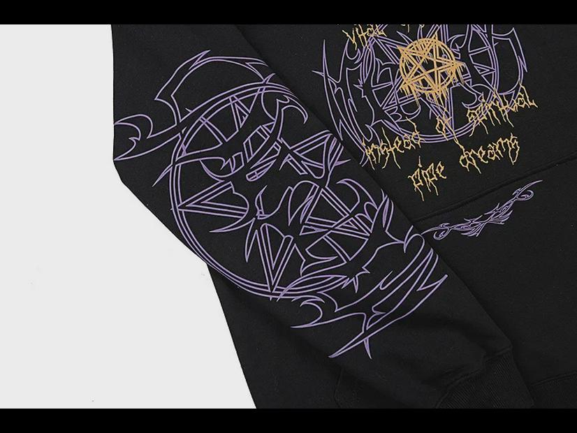 Sweat à capuche ample imprimé sanskrit hip-hop 2022 pour hommes et femmes