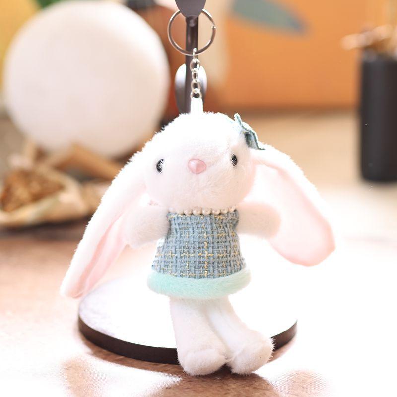 Sweet Cute Bunny Plush Toy Cartoon Stuffed Doll Keychain Bag Pendant Backpack Hanging Decoration Lovely Gifts