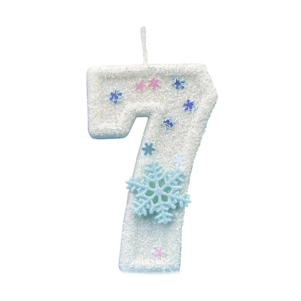 Winter Snowflake Themed Birthday Number Candle with Glittering Sequins For Parties Cakes And Special Occasion Decoration
