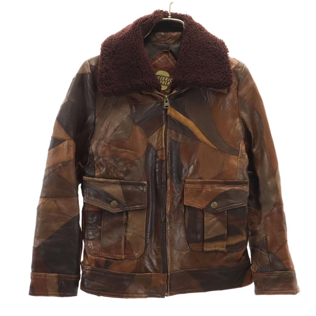 HYSTERIC LEATHER Mouton Collar Patchwork Leather Jacket Hysteric Glamor Women Used