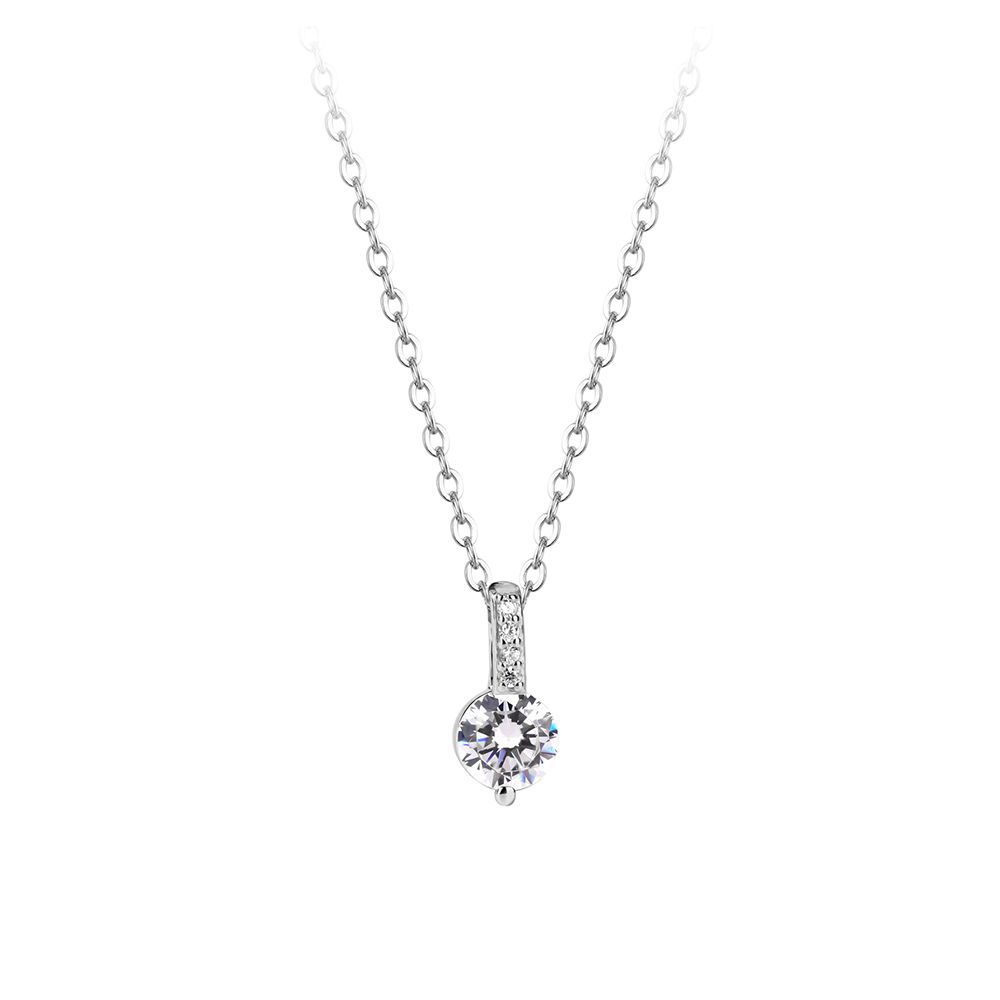 Real 999 Sterling Silver Necklace Korean Shiny Zircon Geometric Pendant for Women Wedding Party Fine S925 Jewelry