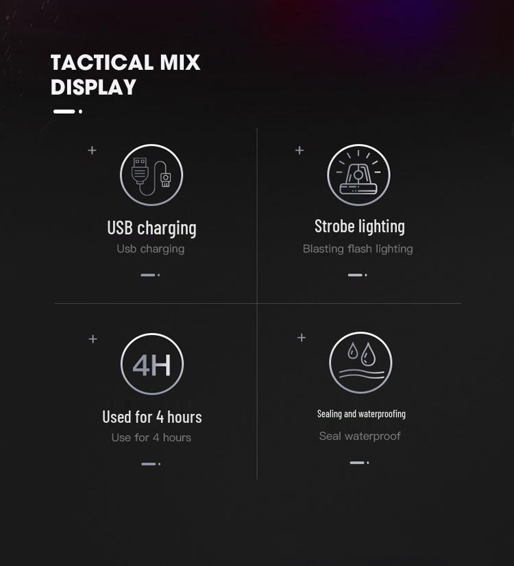 Rechargeable LED Tactical Helmet Light, Colorful Detachable Strobe In Red and Blue.