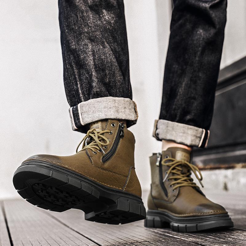 Leather Vintage Trend Fashion High Top Leather Boots Large Size Men's Casual Martin Boots Autumn Outdoor Tooling Boots