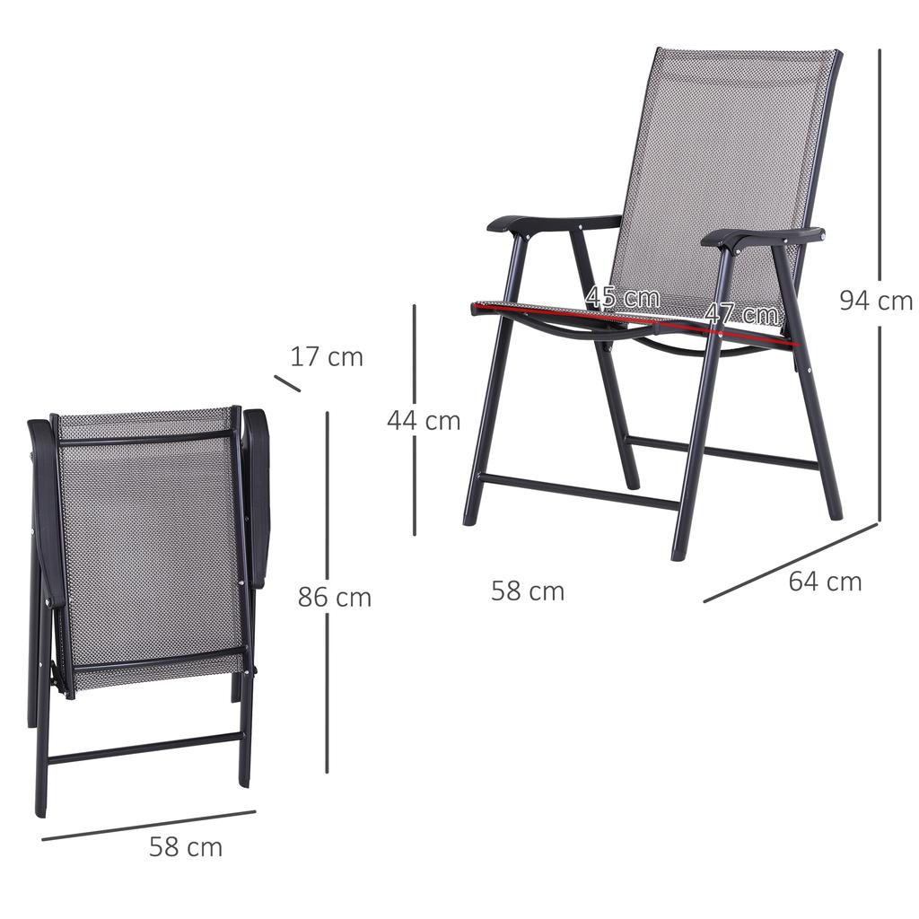 Set of Two Folding Garden Chairs - Grey