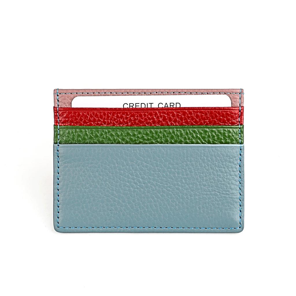 Ultra-thin Unisex Multicolor Card Header Cowhide Multi-Card Slot Mini Wallet-Dark Brown
