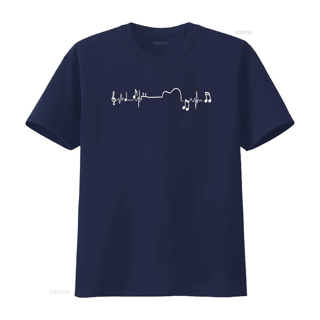 Mens Heartbeat Guitar Music Frequency Musician Art T Shirt Black X Large vintage Washed streetwear Soft Slightly Comfortable