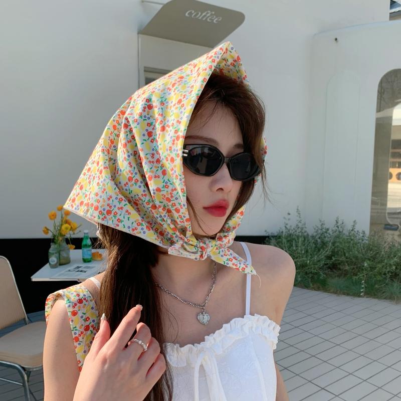 70*70cm Cotton And Linen Handkerchief Small Hair Scarf For Women Cute Plain Bag Scarfs Female Fashion Print Scarves For Women