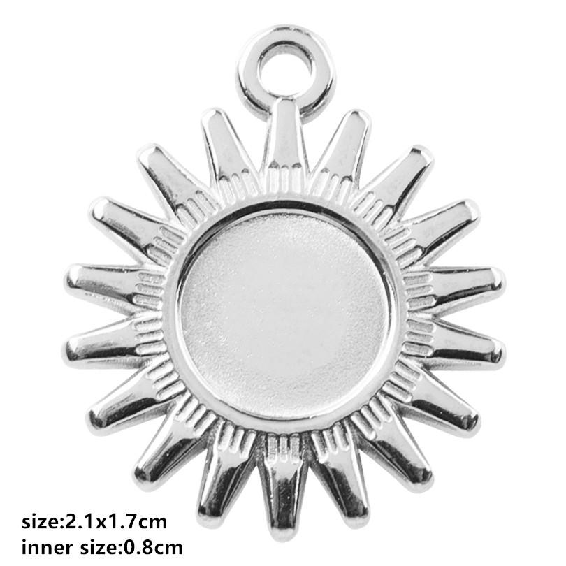 Personality DIY Blank Settings Base Stainless Steel Sun Heart Cabochons Pendants For Jewelry Making Supplies Tray Charm Pendant