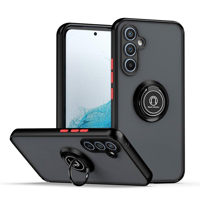 Funda A55 5G Stand Matte Phone Case For Samsung Galaxy A55 A54 A14 A35 A25 A15 Magnetic Ring Folding Bracket Frosted Back Cover