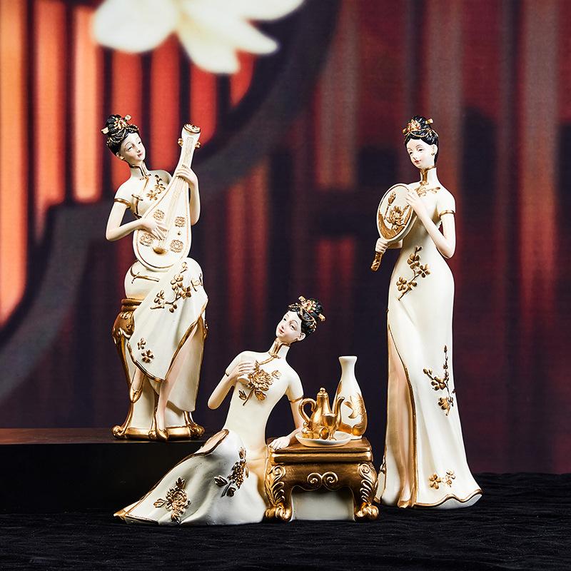 Premium Good High-end Ladies Ornaments Ancient Characters New Chinese Style Art Decorations Vintage Living Room Entrance Decoration