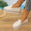 Off-white Paljett Espadriller Damesko Flate Stilige Trendy Fottøy Motebevisste Kvinner Loafers Casual Slip-on Gressvevd