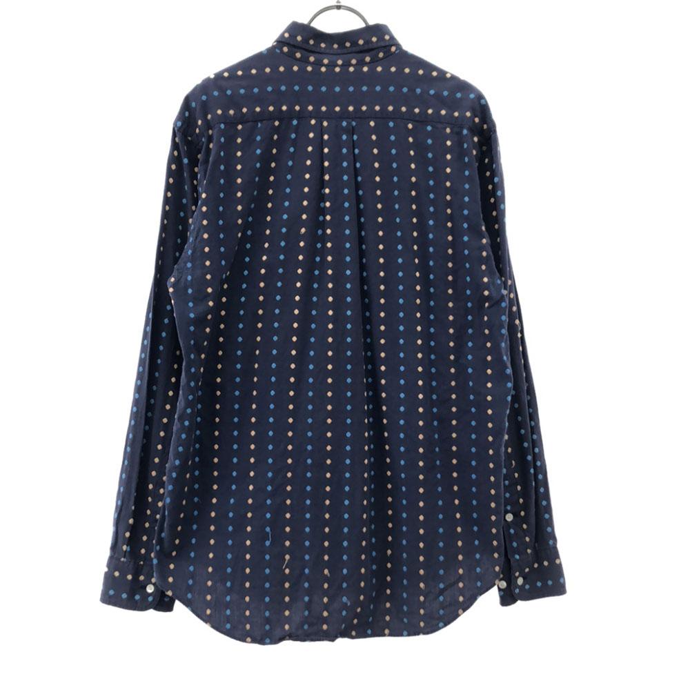 SUGAR CANE Dot Embroidery Pattern Long Sleeve Button Down Shirt M Navy Men's Used