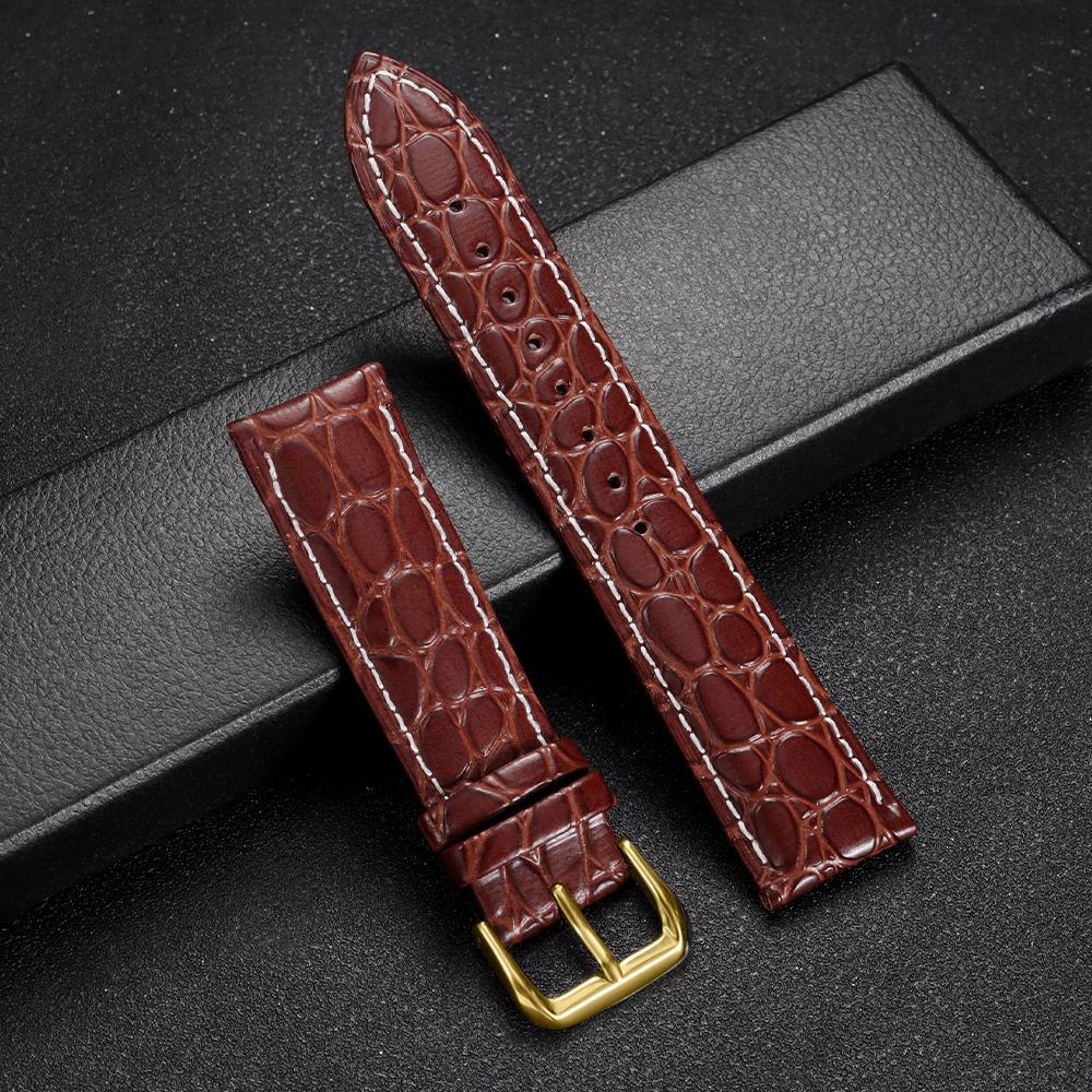 Crocodile Pattern Design Leather Watchband 12/14/16/17/18/19/20/21/22/24mm Soft Watch Straps Men Women Casual Business Wristband