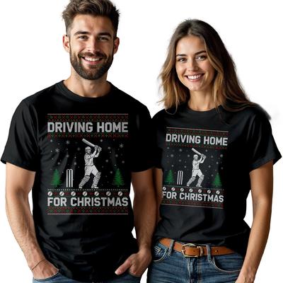 Driving Home For Christmas Holiday Cricket Couple T Shirt Ugly Sweater Style Tee