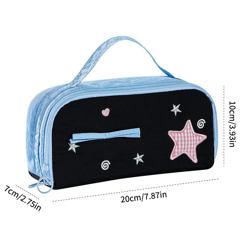 Cute Pencil Case Pouch With Handle Large Capacity Pen Box Holder Organizer For Office Workspace Supplies Desk Accessories