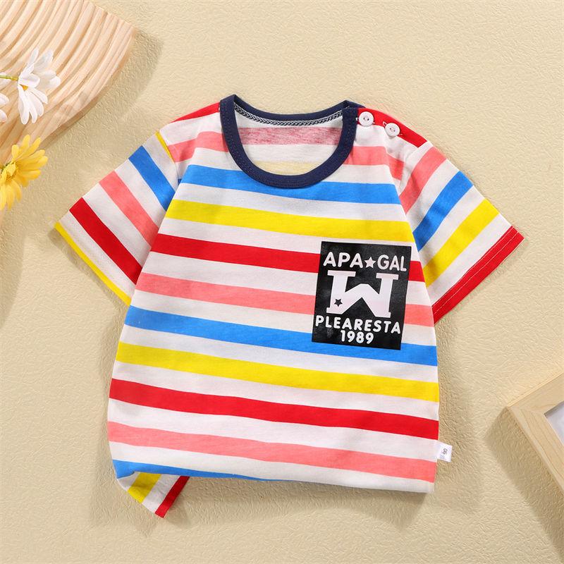 2026 Summer Short Sleeve T-Shirts for Boys and Girls Baby Spring O-Neck Cartoon Cotton Top for Children