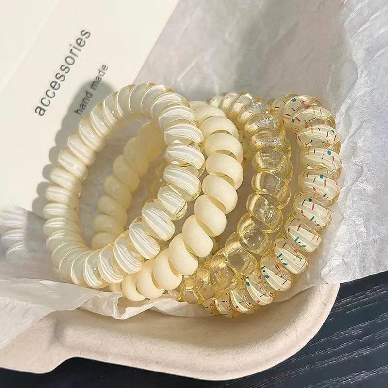 Set Spiral Hair Ties Purple Blue Color Telephone Cord Scrunchies Elastic Hair Band Sweet Cute Women Hair Accessories