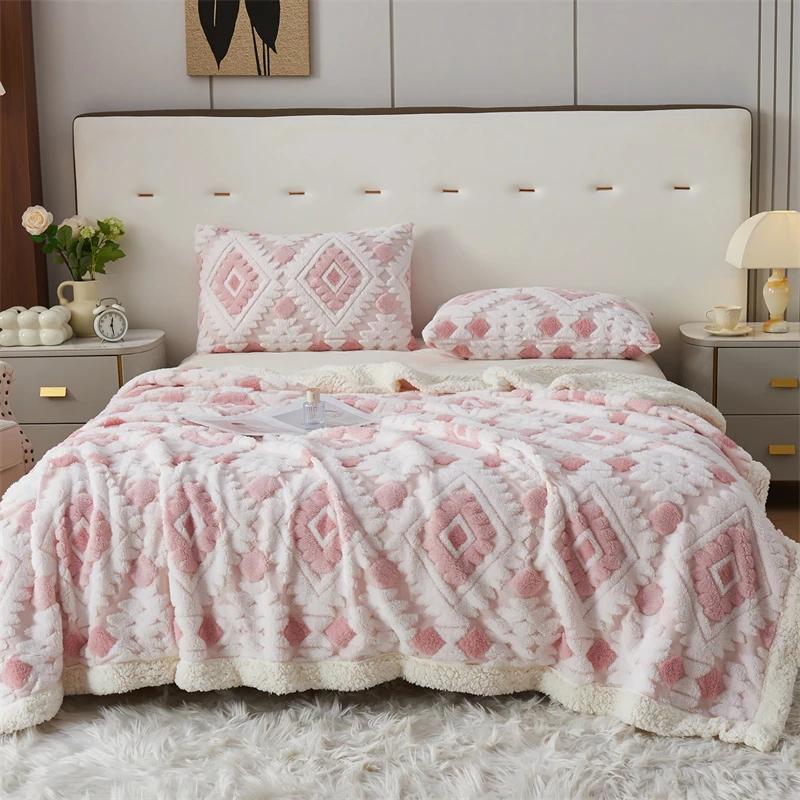 Bohemia Warmth Thickened Jacquard Blanket Autumn Winter Creative Geometric Pattern Sofa Blankets Keep Warm Plush Nap Comforter