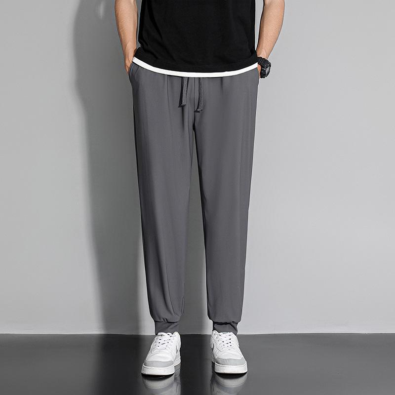 Summer Ice Silk Quick-Dry Joggers: Breathable, Stretchy, Long Pants for Men & Women - Ideal for Casual Sports.