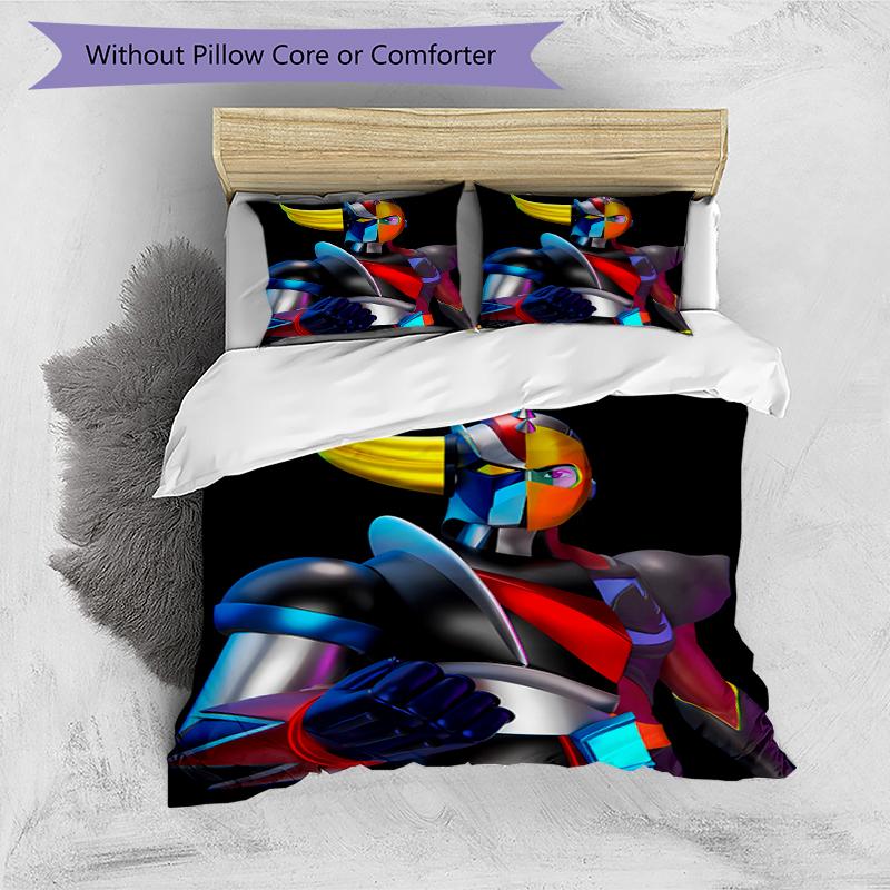 3pcs UFO Robo Grendizer pattern bedding set duvet cover set includes duvet cover &pillowcases, perfect all season bedroom decoration & gift