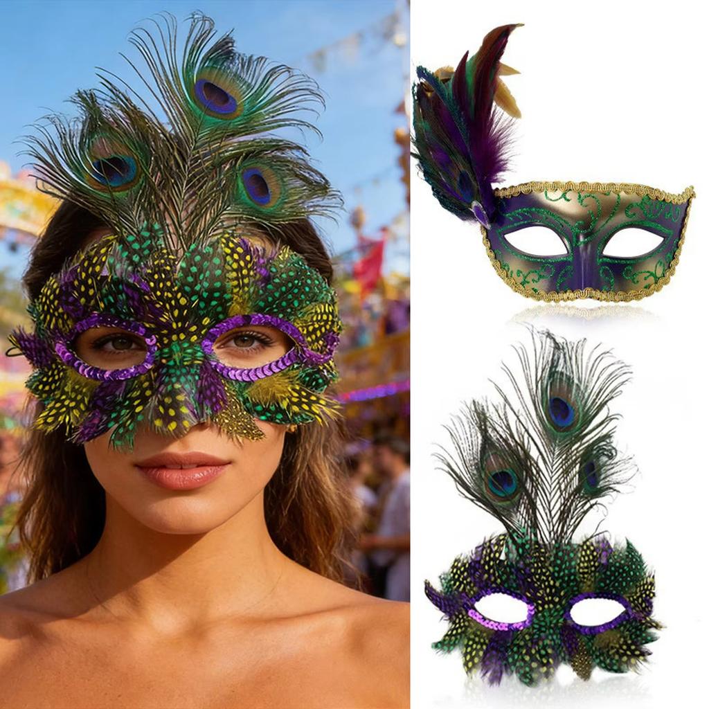 Peacock Feather Mask Lightweight Carnival Party Mask Masquerade Mask Eye Catching For Holiday Celebration Carnival Party Costume