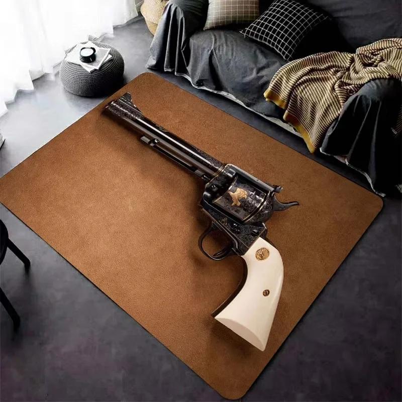 15 Storlekar Revolver Pistol Mönster Matta Matta för Vardagsrum Badrumsmatta Kreativ Dörrmatta Matta för Sovrum Heminredning Man Cave