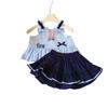 Girls' Summer Rabbit Officer Two-Piece: Sleeveless Vest & Skirt Set