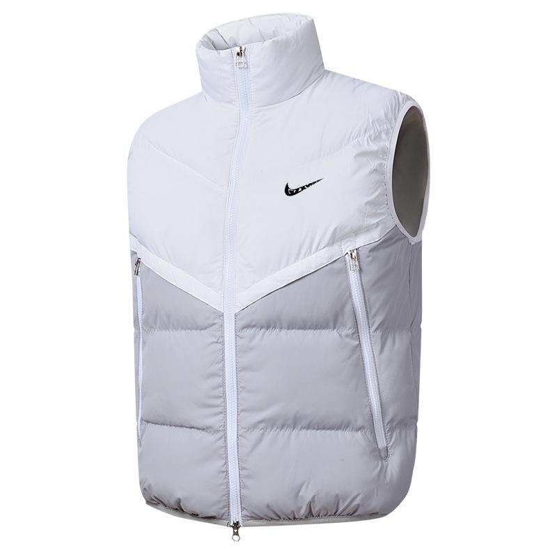 

Men s Cross-Border Stand Collar Sleeveless Nylon Vest - Autumn/Winter Warm Casual Gilet L білий