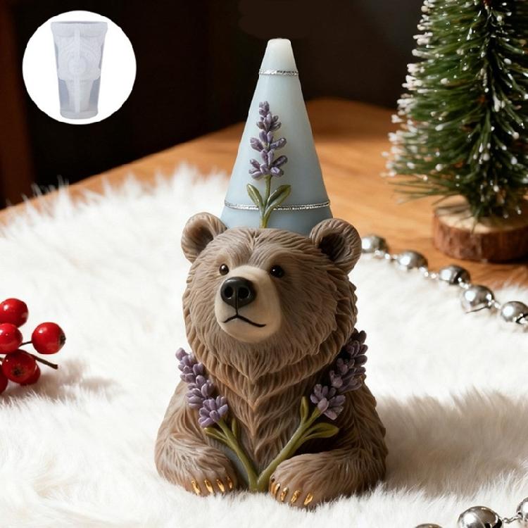Fashion Silicone Bear Cone Mold Reusability Casting Moulds For Candle Soaps And Decorative Candle Crafts