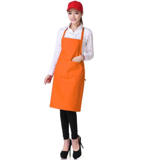 Solid Color Back Self-Tie Kitchen Restaurant Cooking Bib Apron with Pocket