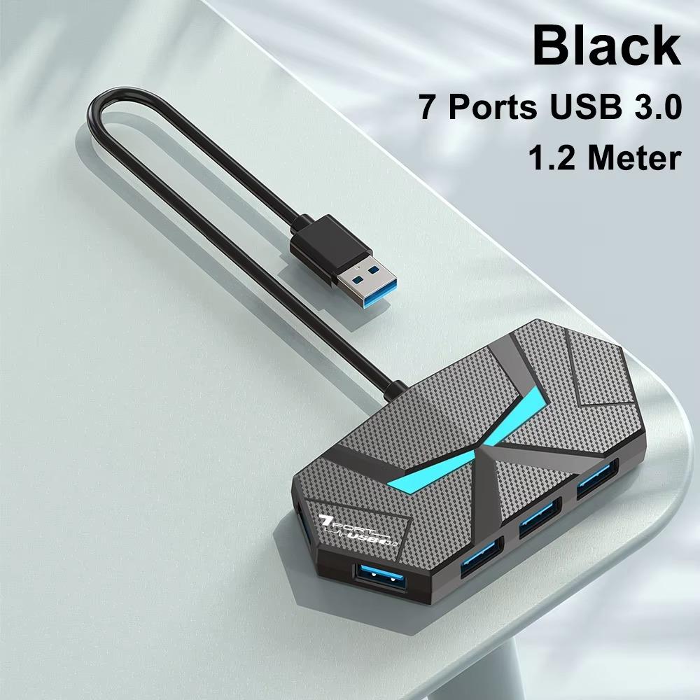 Type C USB Docking Station Colorful Light USB 3.0 HUB Splitter USB Splitter Adapter  Mouse Keyboard