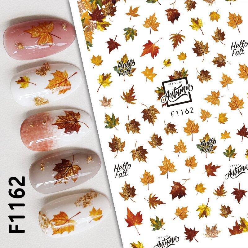 3pcs Stickers Autumn Winter Dry Red Gold Brown Maples Leaves Nail Art Decals Stickers For Nails Art Manicures Tips Decorations