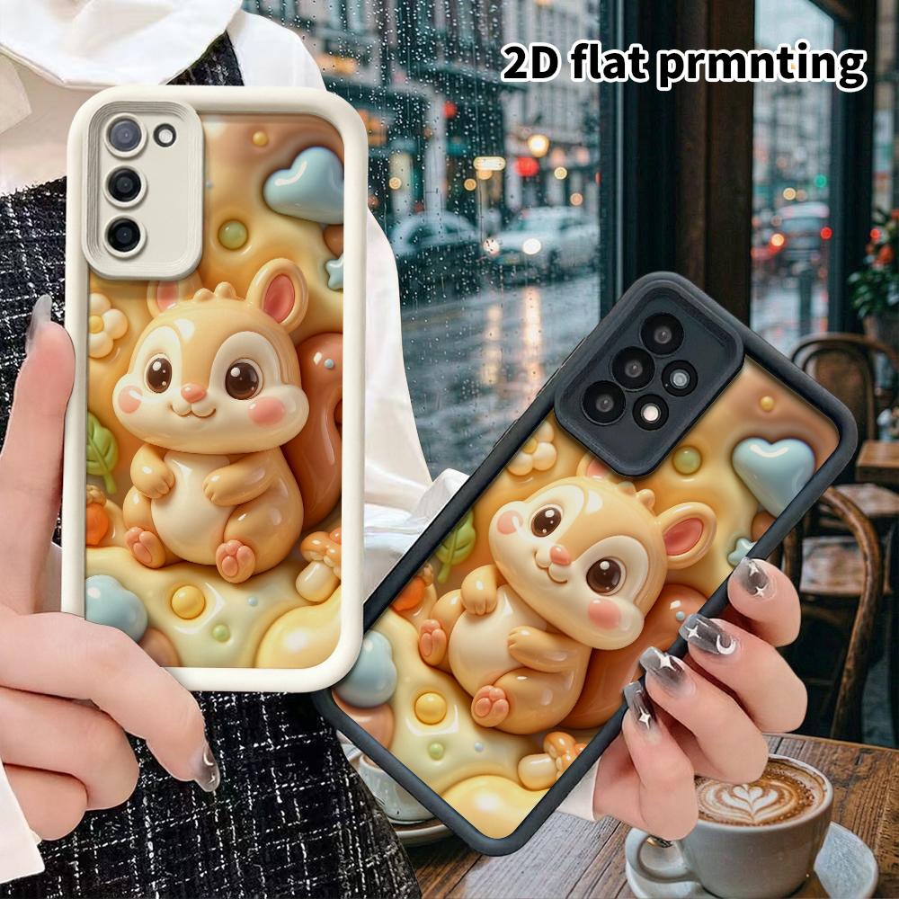 Phone case: 2D flat, suitable for Samsung Galaxy A34 A35 M05 M06 S20 S22 S21 FE Plus 5G protective case, little squirrel, perfect Christmas and Hallow