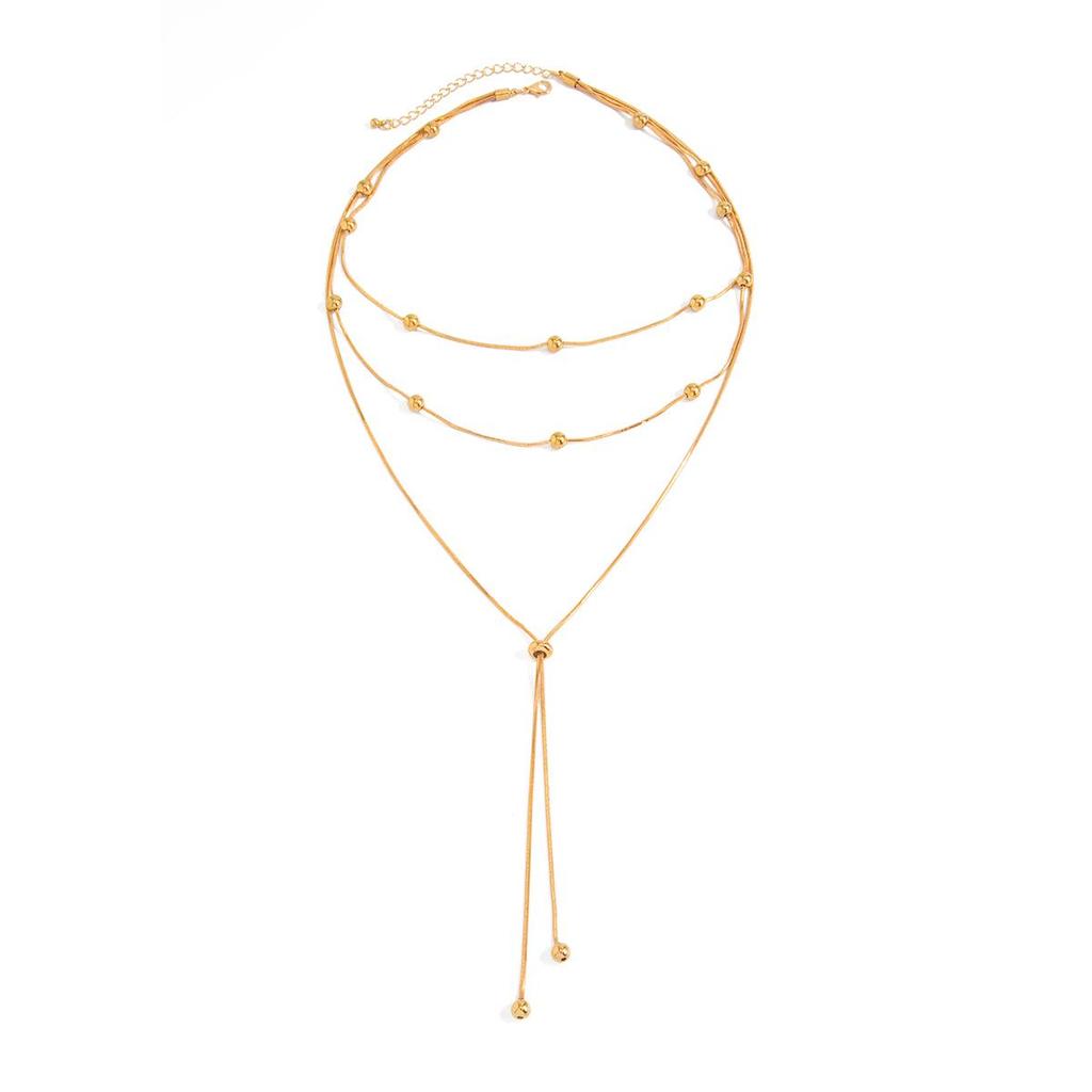 Moderne Grenzüberschreitende Goldperlen-Anhänger Halskette mit Schlangenkette