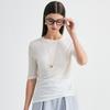 Classic Simplicity: Spring and Summer Round Neck, Versatile and Comfortable for Daily Use. Five Sleeve Mulberry Silk T-shirt for Women