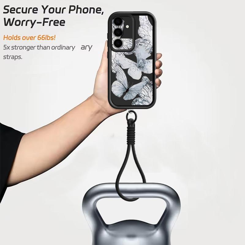 Wrist Lanyard Case For Samsung Galaxy S26 S24 S25 Ultra S23 S25 FE A57 A17 A37 A56 A16 A55 A54 A15 A25 Dreamy Butterfly Cover