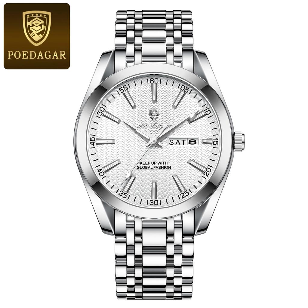 Luxury Watch For Man Waterproof Luminous Date Week Stainless Steel Men Watch Casual Quartz Men's Watches Male Clock