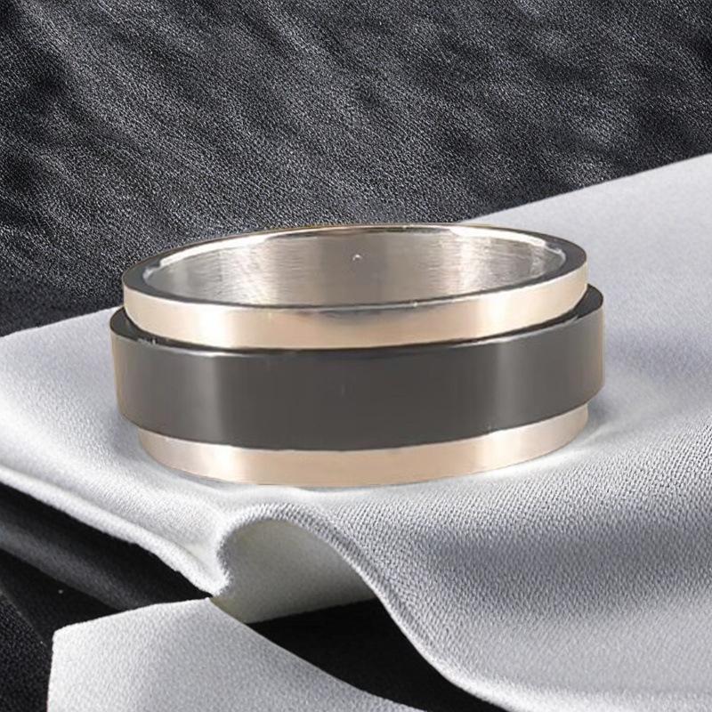 Rotatable Titanium Steel Men's Ring, Decompression Anti-anxiety Couple Ring Hand Jewelry