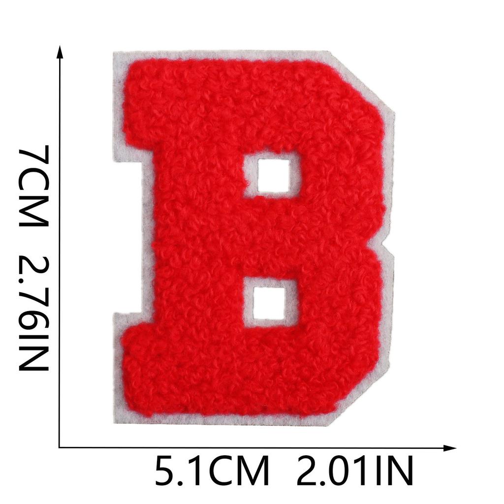 7Cm White Background Red Character Embroidery Cloth Sticker English Letters Towel Embroidery Patch Sticker Computer Embroidery Chapter Boy Heat Transf