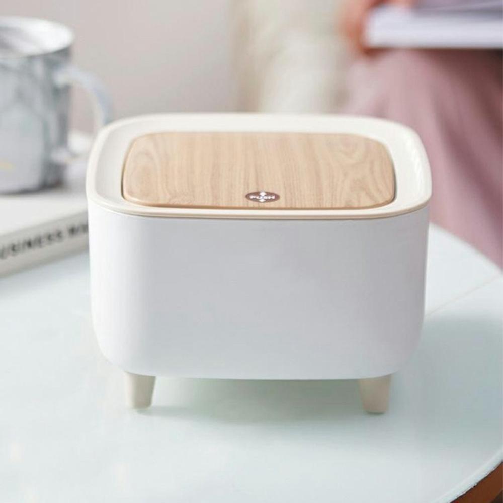 Mini Desktop Trash Can Push-Top Waste Bin 2L Square Student Dormitory Bedside Desk Storage Bucket