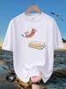 Unisex Funny Jumping Hot Dog Cartoon Print T Shirt Summer Quick Dry Breathable Short Sleeve Tee Humor Food Graphic Streetwear Tops