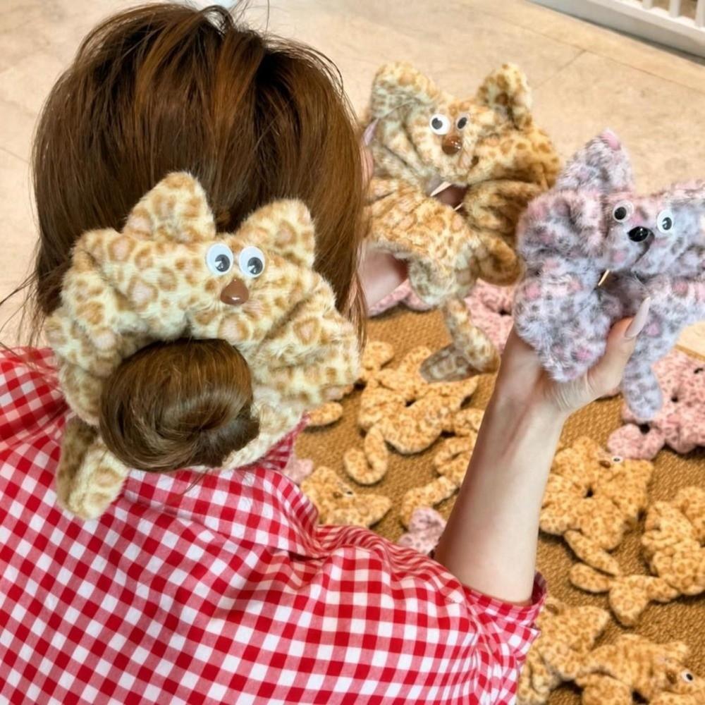 Plush Fabric Plush Cat Headband Cat Shape Plush Scrunchies Kitten Headband  For Girls Women