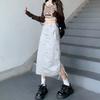 Women's High Waisted Cargo Pocket Midi Skirt