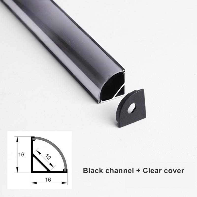 0.5m V-Shape LED Aluminum Profile Cabinet Corner Mounted 90 Degree Glow Hard Bar Lamp Channel Milky/Black Cover Strip Lights