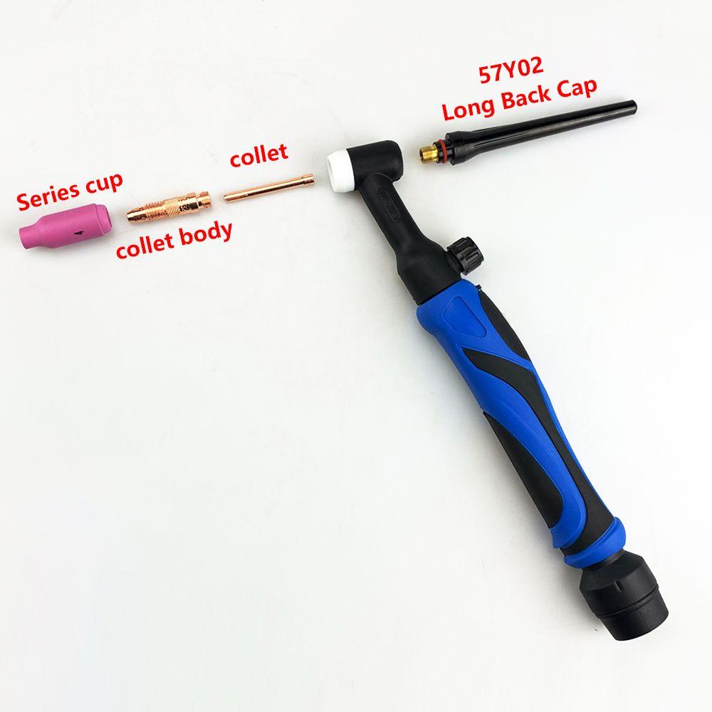 5pcs Tool Parts Arc TIG Soldering Supplies 57Y02 WP17/18/26 Long Back Cap Welding Torch