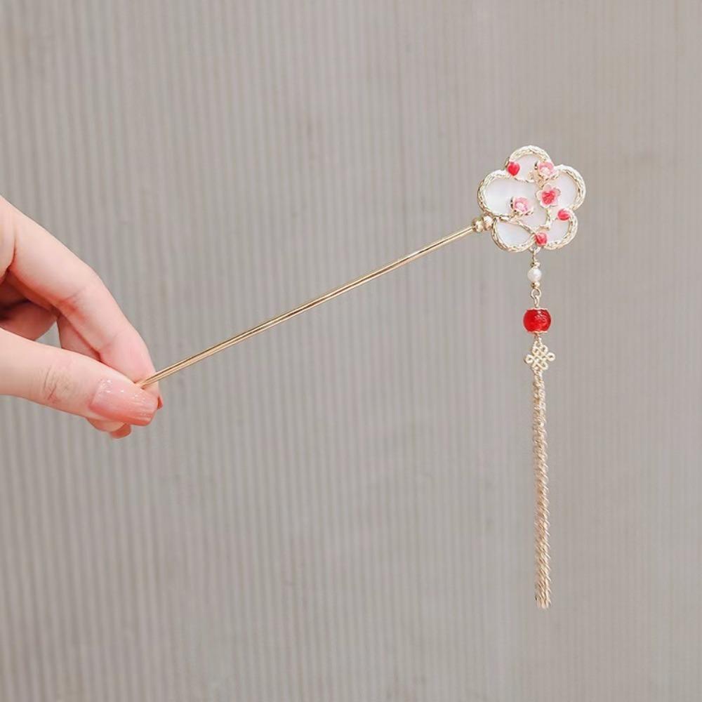 Ancient Style Flower Fan-shaped Hairpin High-end Feel New Chinese Tassel Step Rocking Hairpin Plate Hairpin Hair Accessories