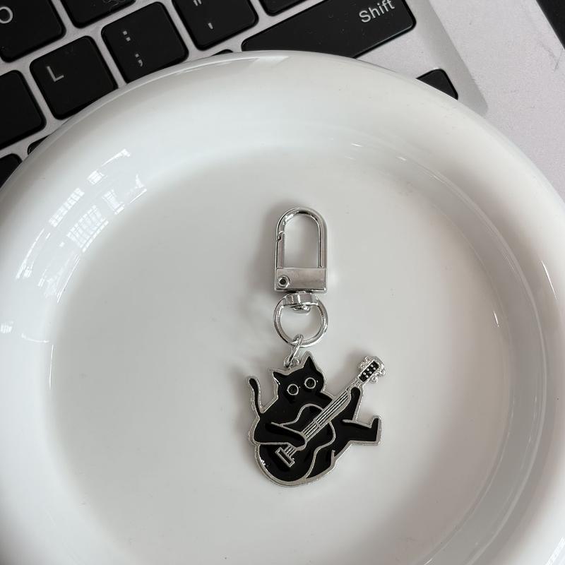 Cute Black Cat Enamel Keychain Creative Kitten Design Lightweight Key Ring for Handbag Decor Small Gift for Cat Enthusiasts