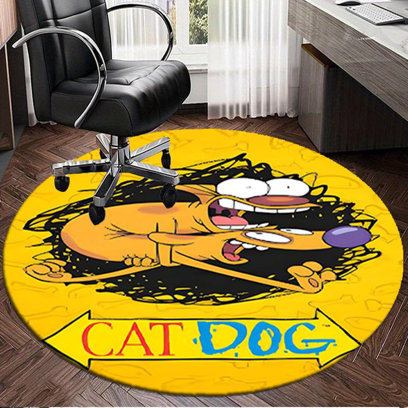 Cat Dog Adventure Round Rug for Livingroom,Bedroom, Palyroom, Chair Rug, Area Rug, Circle Carpet, Large Size Fan Christmas Gift