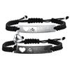 Polished Engravable Heart Cutout Hand-Woven Magnetic Clasp Couple Bracelet